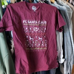 Nwot FC futbol soccer holiday xmas Santa claus maroon red shirt